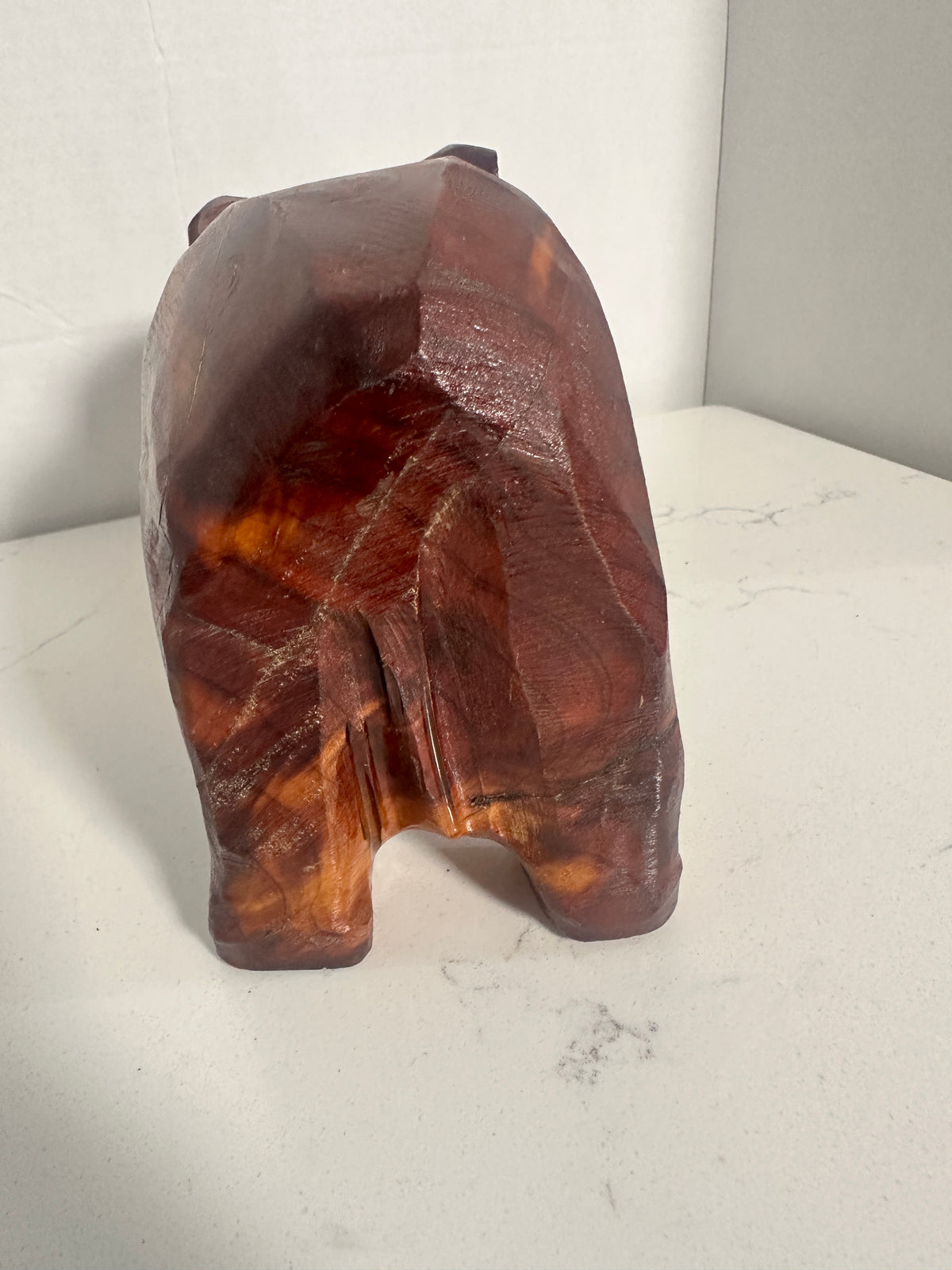 Vintage Hand-Carved Wooden Elephant Figurine – Signed Pittman – 9"
