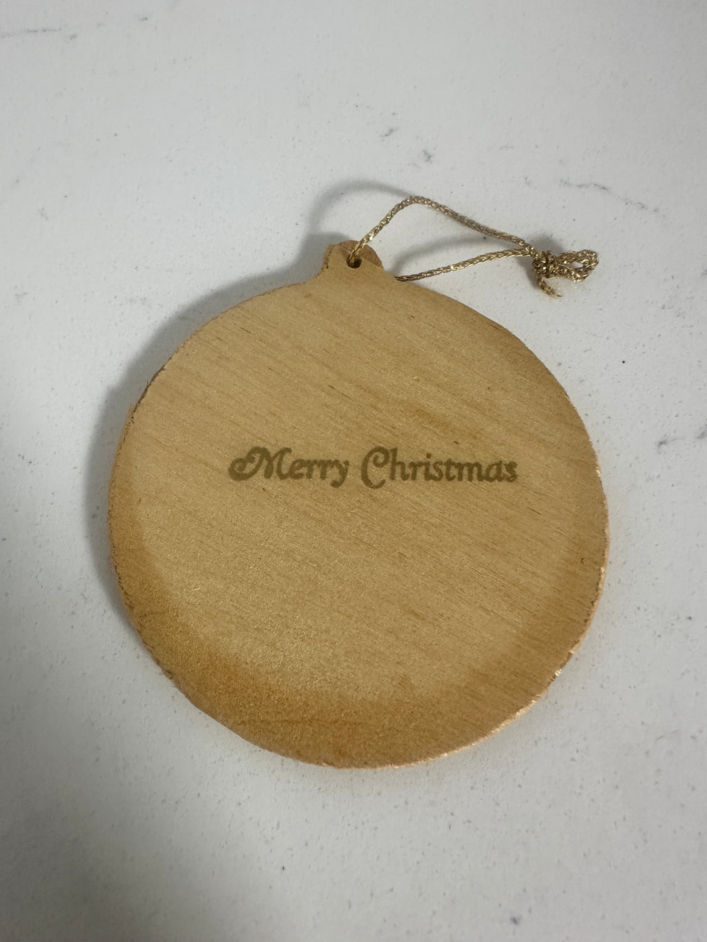 Vintage 1982 Wooden Santa Christmas Ornament – Children & Puppy – Personalized Jon – 3"