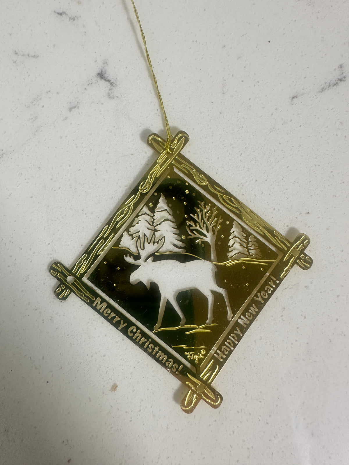 Gold Moose Christmas Ornament – Woodland Scene – 2"