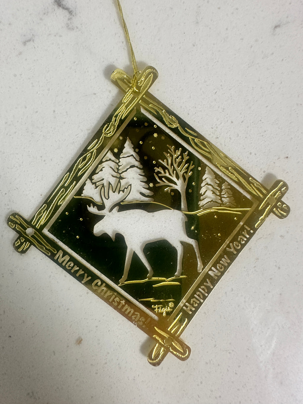 Gold Moose Christmas Ornament – Woodland Scene – 2"