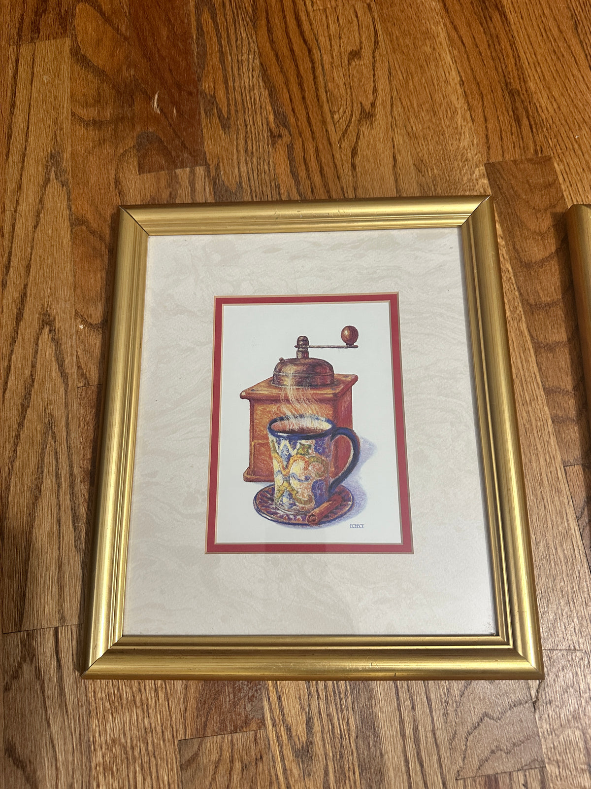 Vintage-Style Coffee Kitchen Wall Art Prints – Gold Framed Pair 11" x 14"