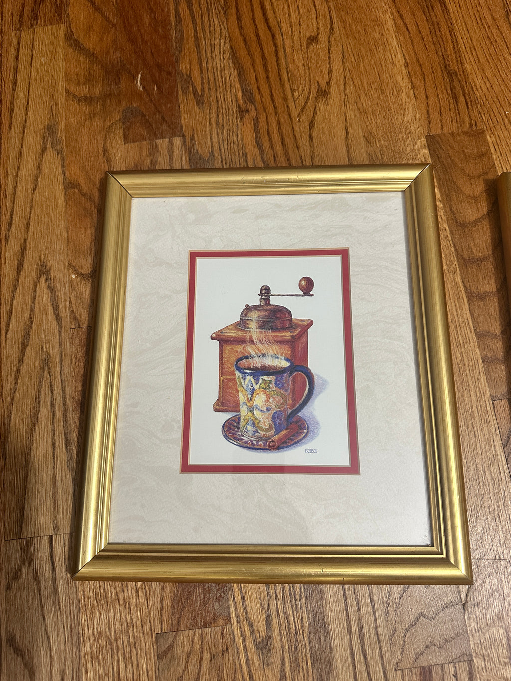 Vintage-Style Coffee Kitchen Wall Art Prints – Gold Framed Pair 11" x 14"