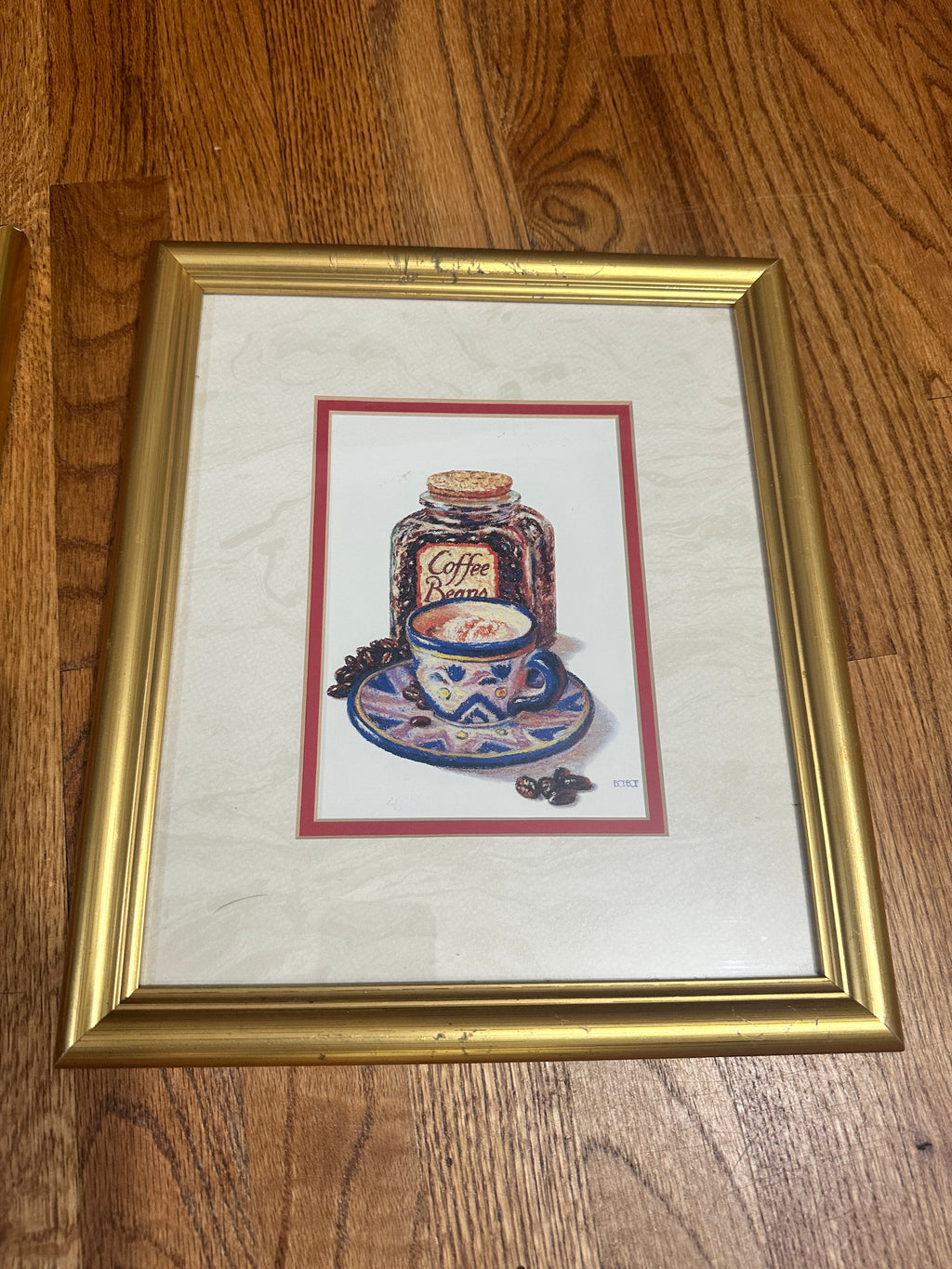 Vintage-Style Coffee Kitchen Wall Art Prints – Gold Framed Pair 11" x 14"