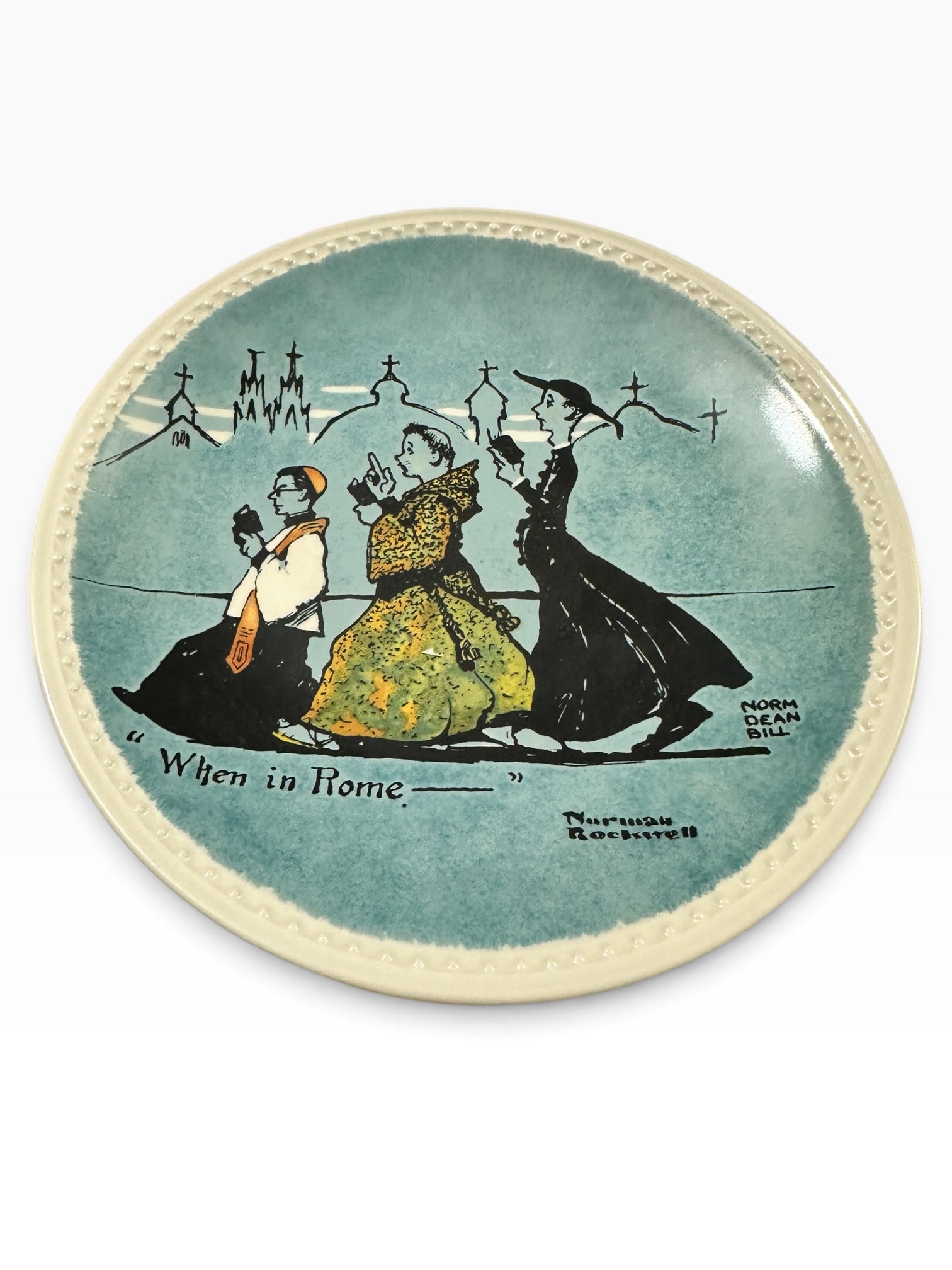 1982 Norman Rockwell When in Rome Plate | Rockwell on Tour Limited Edition | Newell Pottery Collector Plate | Vintage Rome Travel Decor