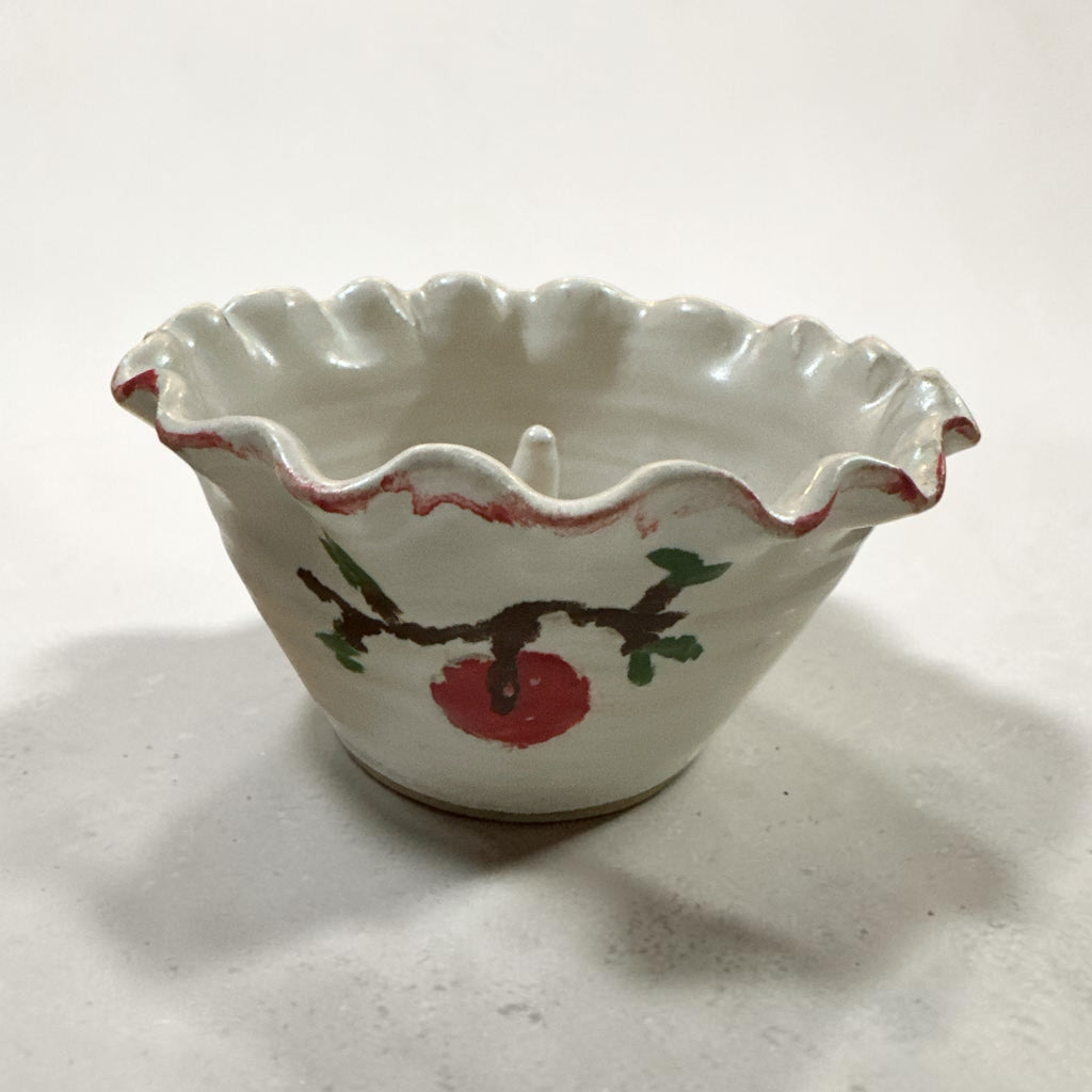 Pair of Handmade Ceramic Apple Bakers | Individual Baked Apple Dishes | Hand Painted Pottery Apple Baking Bowls | Signed Studio Pottery