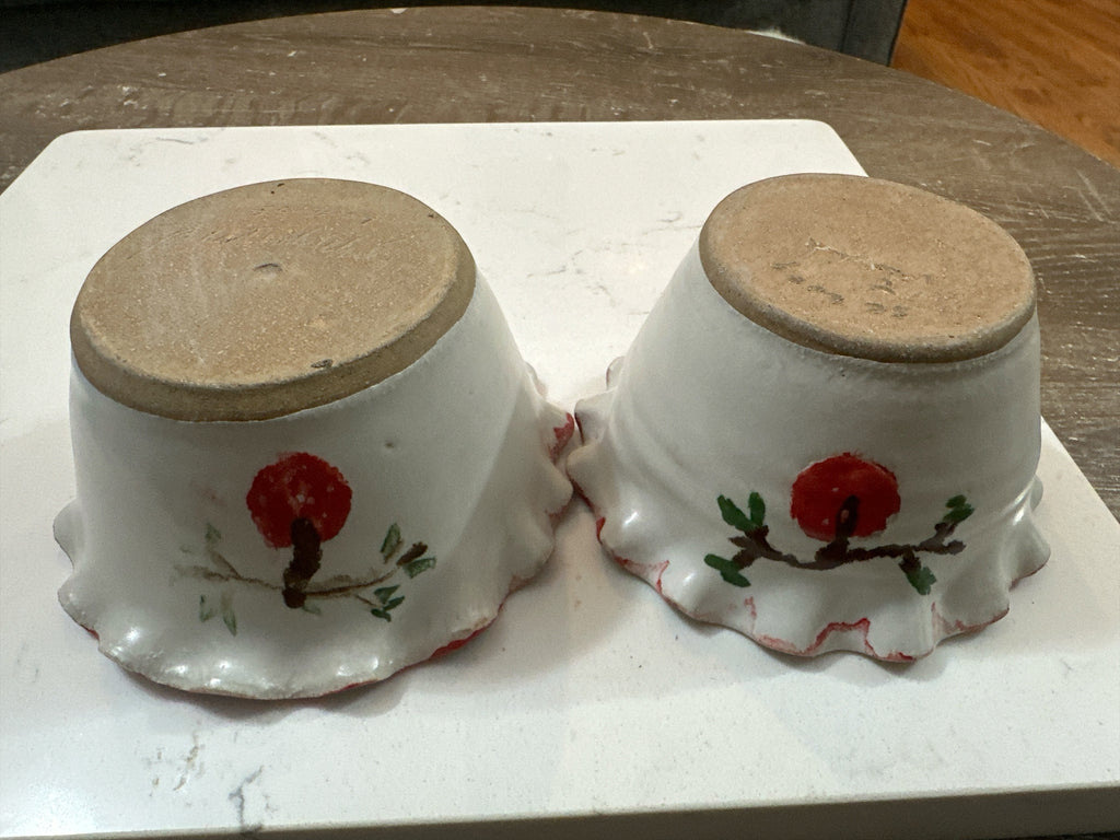 Pair of Handmade Ceramic Apple Bakers | Individual Baked Apple Dishes | Hand Painted Pottery Apple Baking Bowls | Signed Studio Pottery