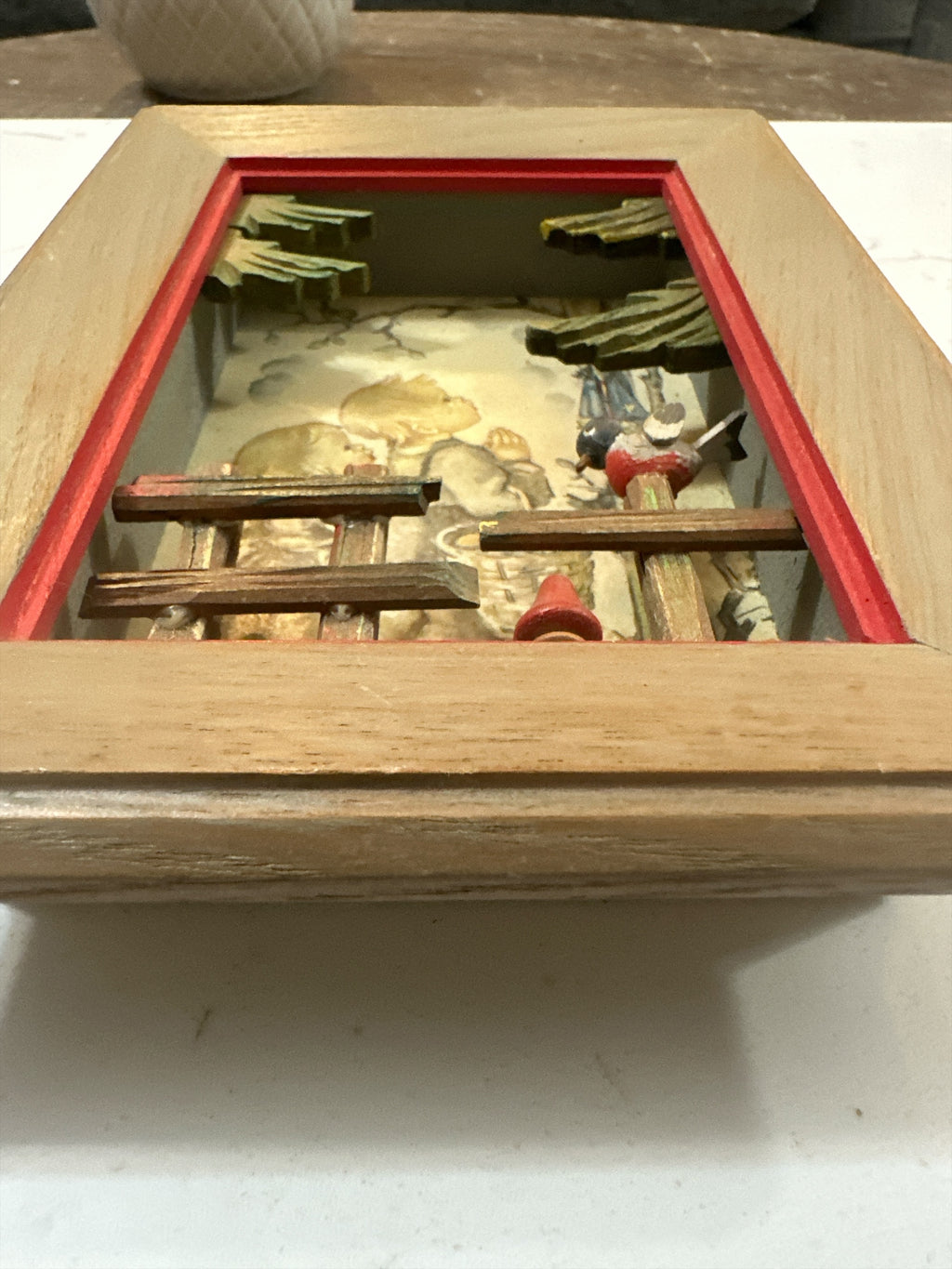 Vintage Anri Hummel-Style Diorama Shadow Box | German Children Prayer Scene | Hand-Carved Wood Folk Art | 7.5 x 5.5