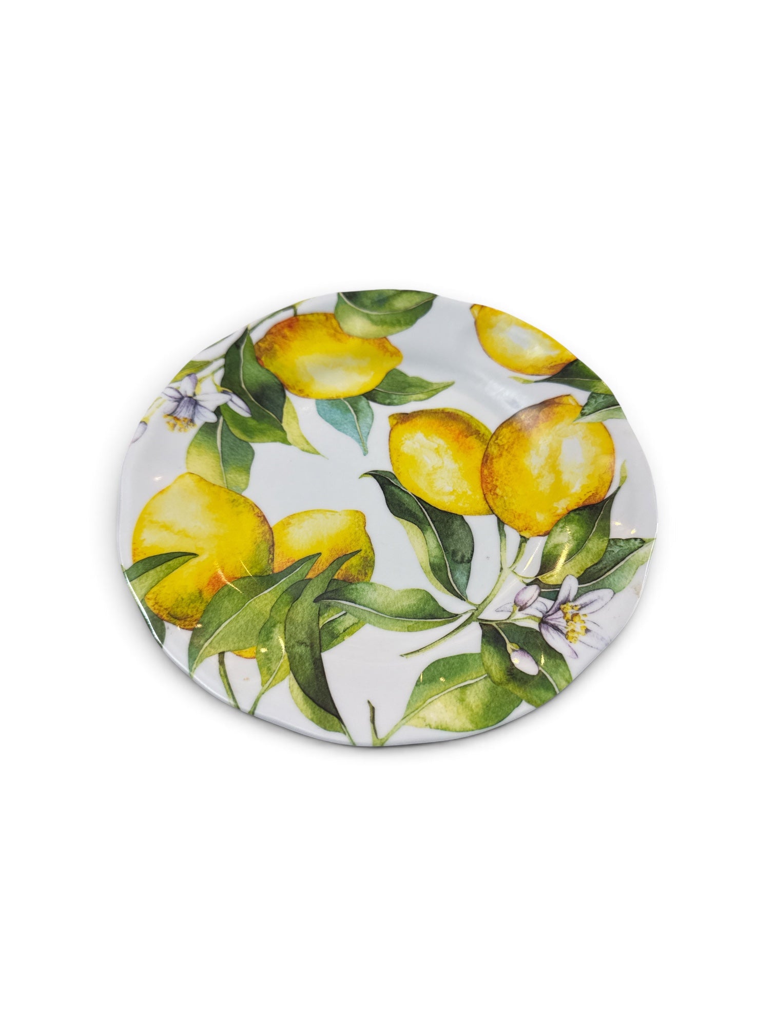Set of 3 Lemon Plates | 9 Inch Citrus Botanical Dinner Plates | Yellow Lemon Kitchen Decor | Cottage Mediterranean Tableware