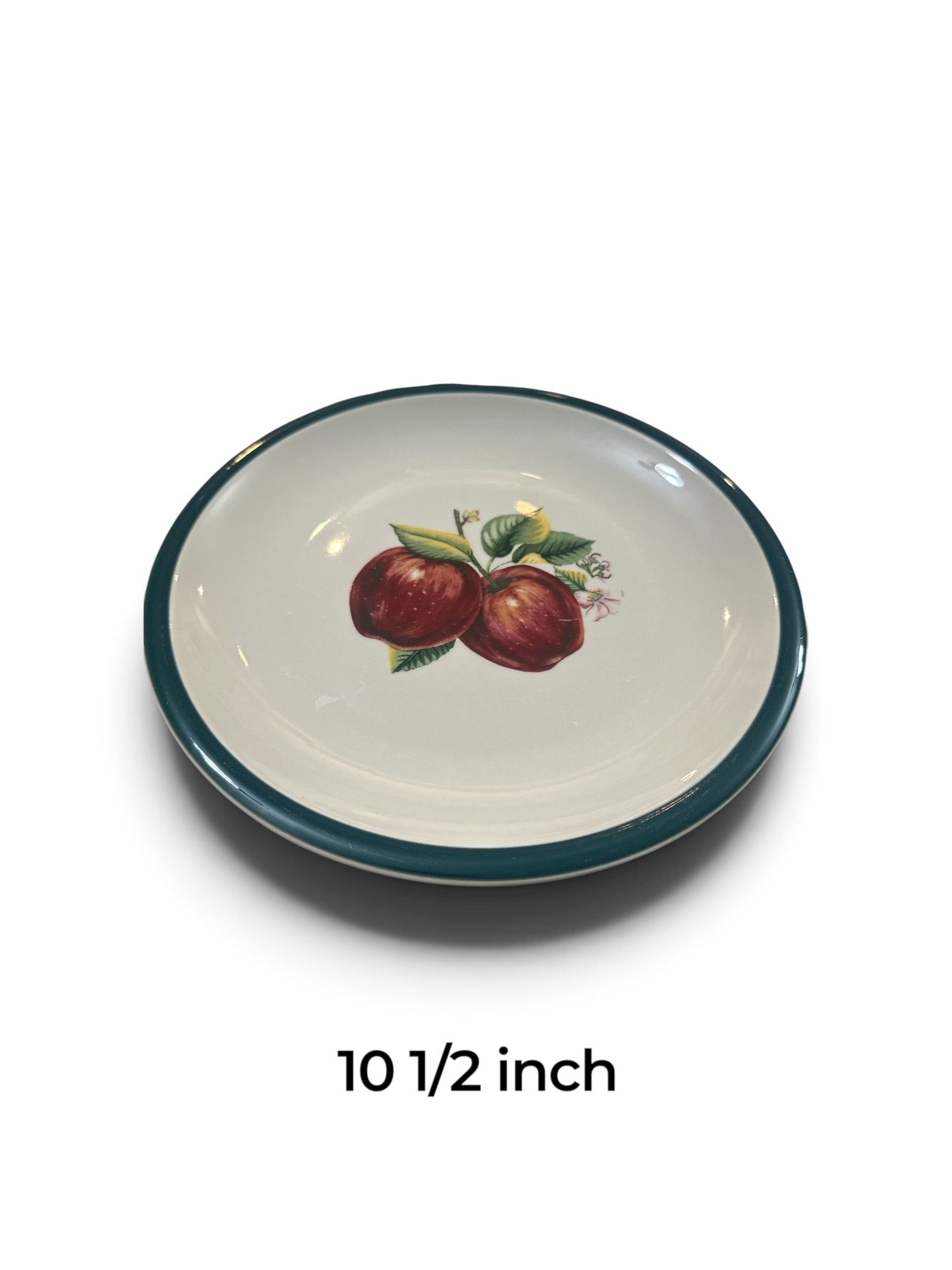 Set of 4 Apple Dinner Plates | 10.5 Inch Ceramic Fruit Plates | Country Kitchen Apple Decor | Cottage Farmhouse Tableware