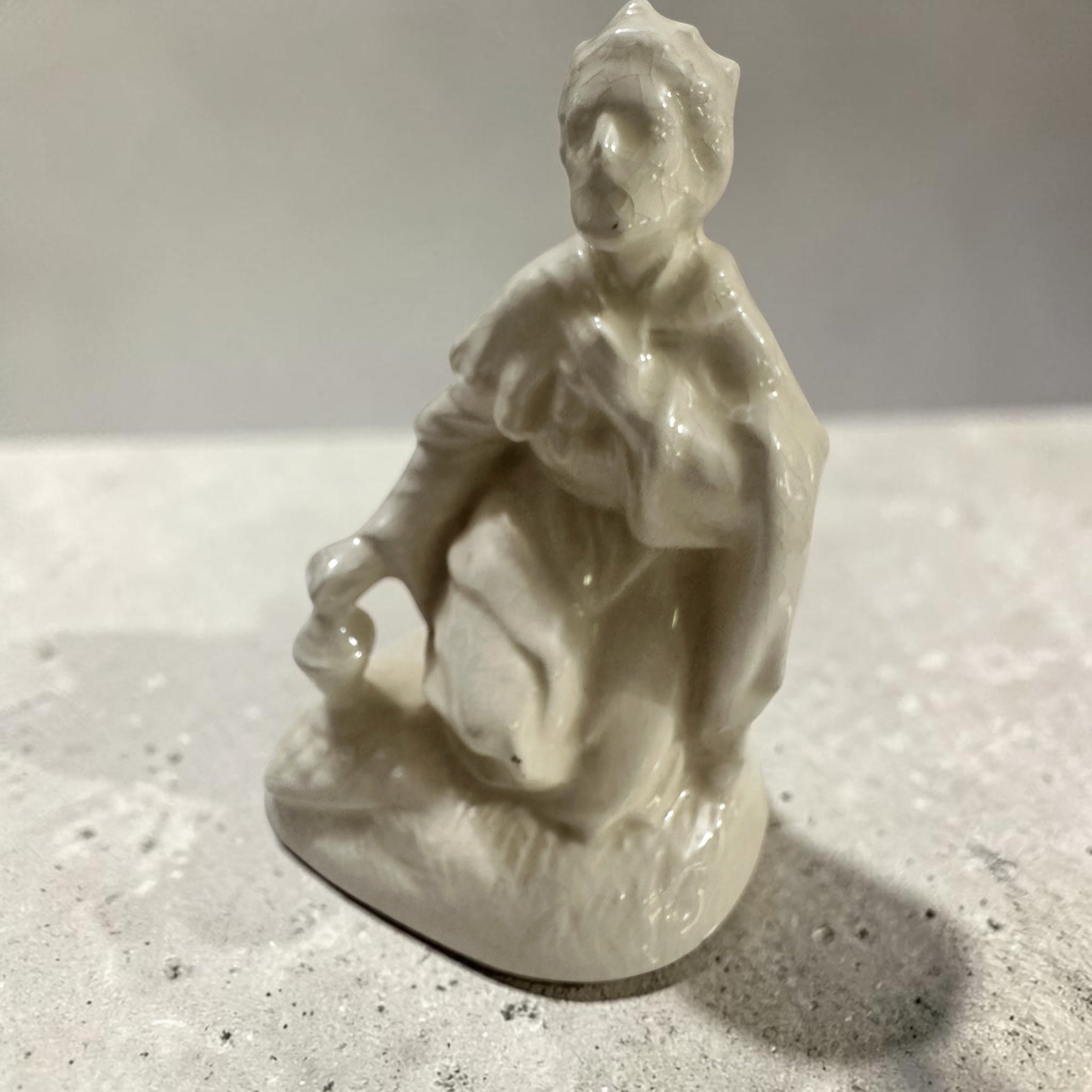 Vintage Ceramic Wise Man Figurine | Cream Crackle Glaze Nativity Figure | Atlantic Mold Christmas Decor | Mid Century Religious Decor
