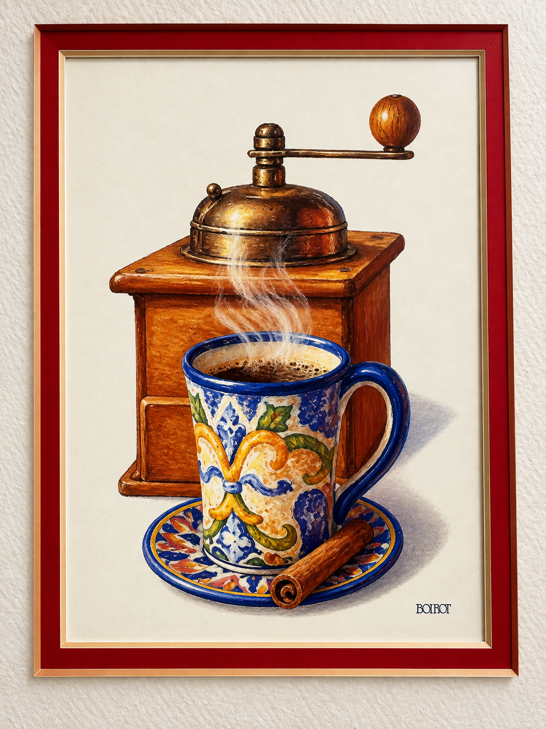 Vintage-Style Coffee Kitchen Wall Art Prints – Gold Framed Pair 11" x 14"