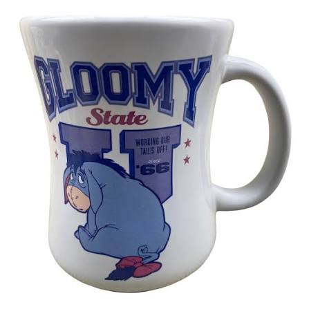 Disney Store Eeyore “Gloomy State U” Mugs Set of 4 – Winnie the Pooh – 4.5" Tall
