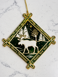 Gold Moose Christmas Ornament – Woodland Scene – 2"