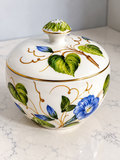 Vintage Italian Hand-Painted Floral Sugar Bowl with Lid