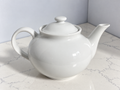 Pottery Barn White Ceramic Teapot with Lid 9 Inch Classic Minimalist Tea Pot