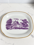 Vintage Mount Vernon Purple Transferware Dish – George Washington Historic Scene – Gold Trim – 7.5”