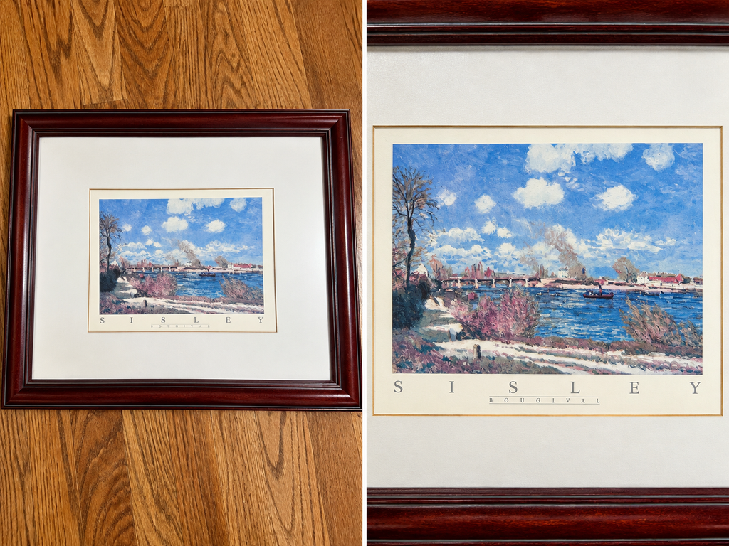Alfred Sisley “Bougival” Framed Impressionist Landscape Print – 18.5 x 16.5