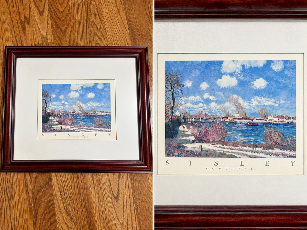 Alfred Sisley “Bougival” Framed Impressionist Landscape Print – 18.5 x 16.5