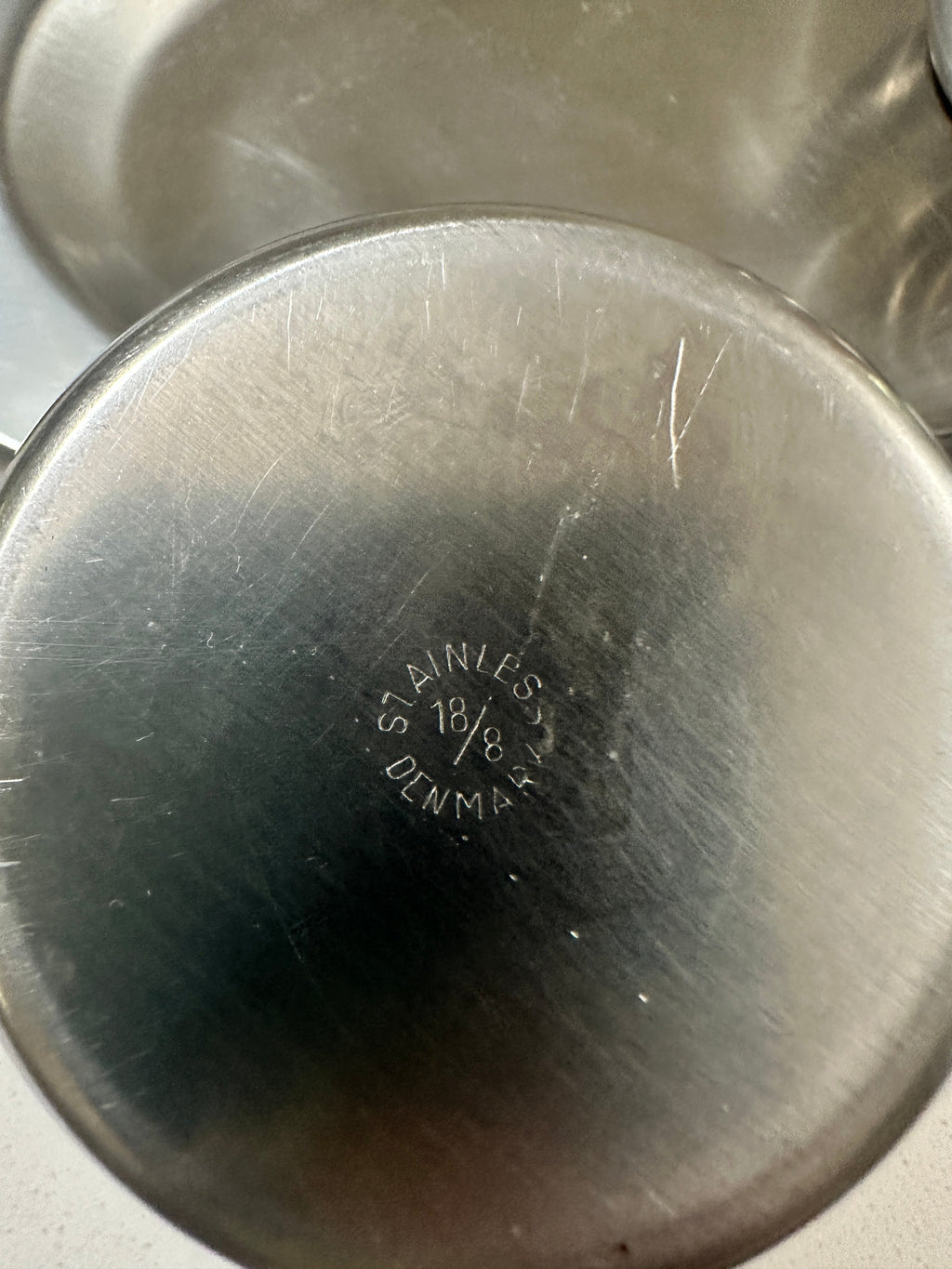 The Collected Chapter vintage Danish 18/8 stainless steel creamer base with maker mark stamp