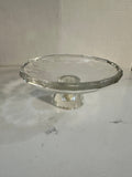 The Collected Chapter Oleg Cassini crystal pedestal centerpiece bowl with faceted rim and crackle glass base