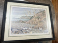 The Collected Chapter vintage Peter Barrett coastal bird print titled Winter’s Twilight on the Dorset Coast in frame